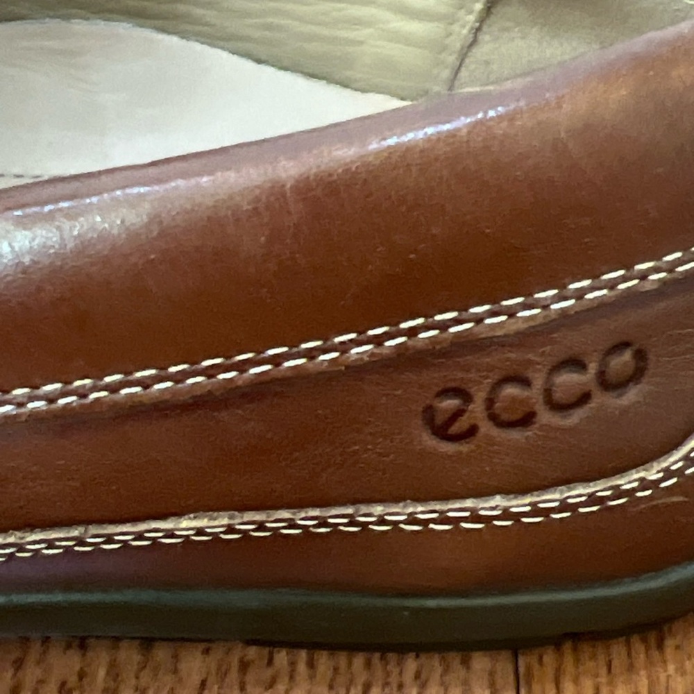 ECCO Mens Brown Leather Driving Penny Loafers Sz 44/10.5 Slip On Comfort Preppy - Picture 8 of 16